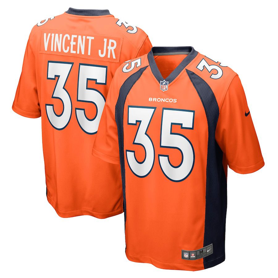 Men Denver Broncos 35 Kary Vincent Jr Nike Orange Game NFL Jersey